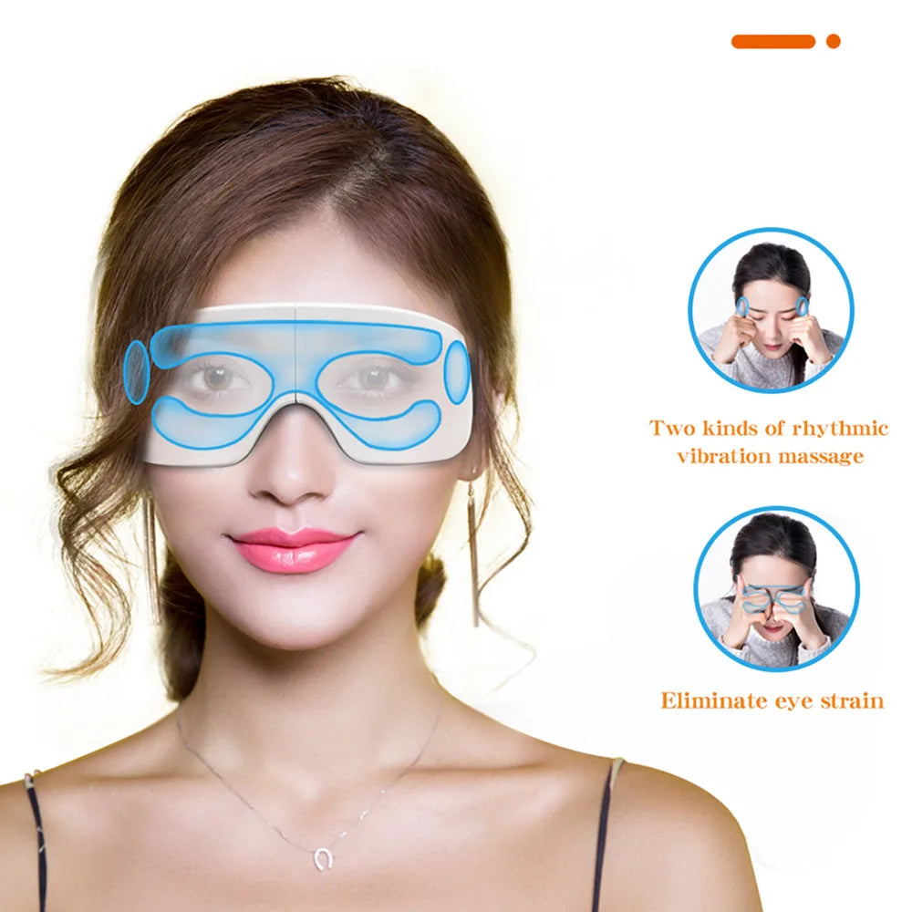 עיסוי עיניים חשמלי קומפרס חם עיסוי רטט Bluetooth מוזיקה הקלה על מתח עייפות להירגע טיפוח עיניים מתקפל משקפיים חכמים