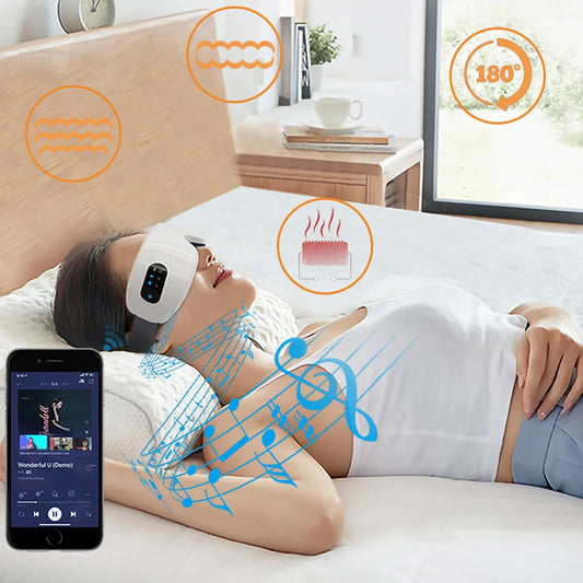 עיסוי עיניים חשמלי קומפרס חם עיסוי רטט Bluetooth מוזיקה הקלה על מתח עייפות להירגע טיפוח עיניים מתקפל משקפיים חכמים